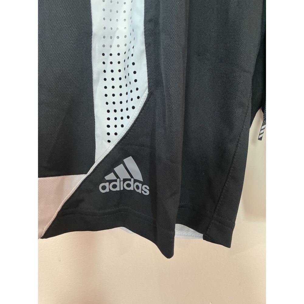 NWT Adidas Athletic Shorts Black White Men's Large Climacool Drawstring Pockets - Picture 3 of 5